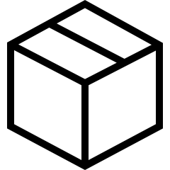 Line drawing of a rectangular box, possibly a cardboard container.