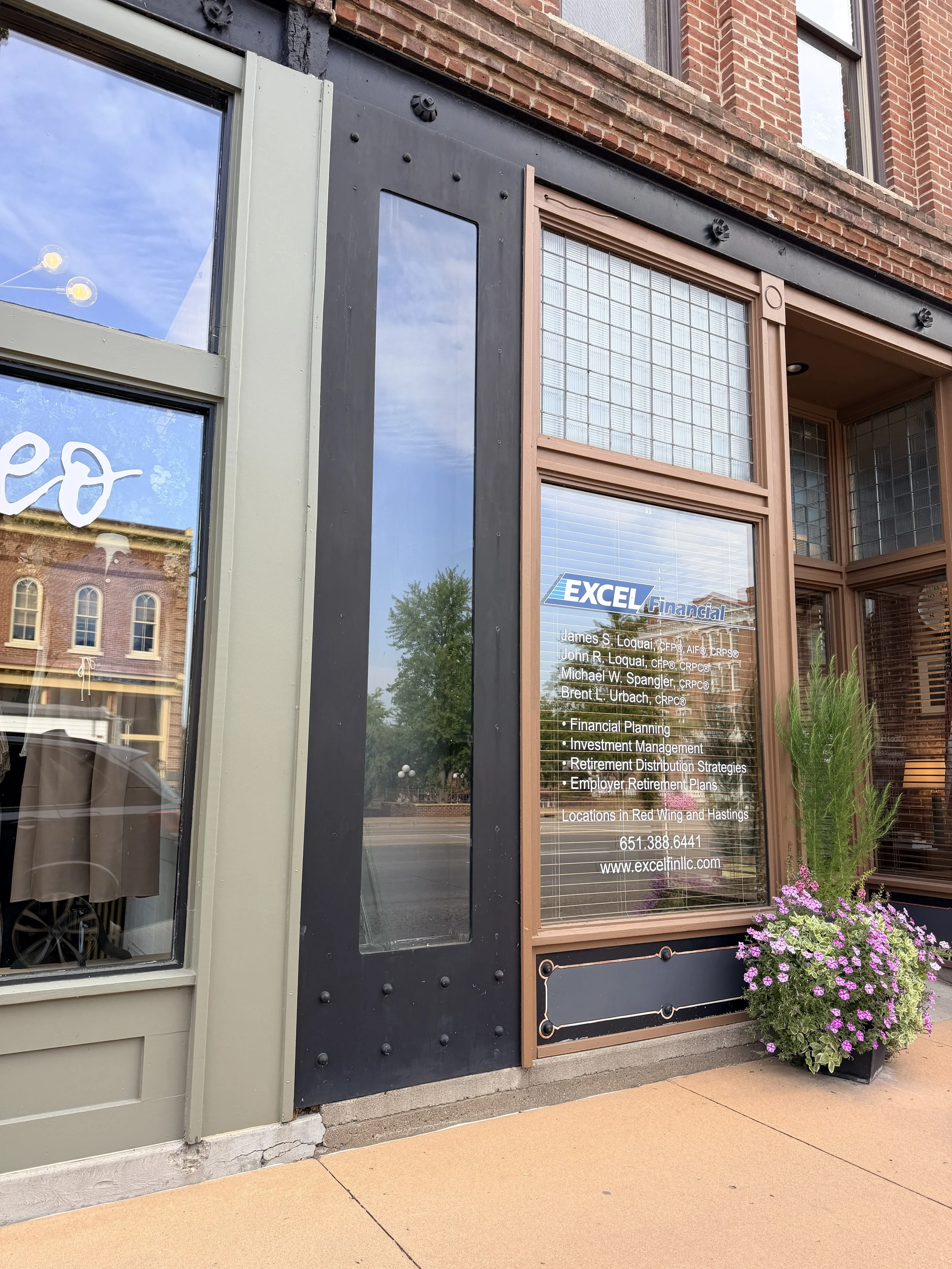 Black display case located along the sidewalk in Red Wing Minnesota