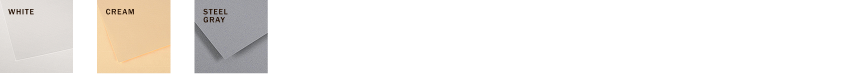 Color palette showing white, cream, steel gray, and gray shades.