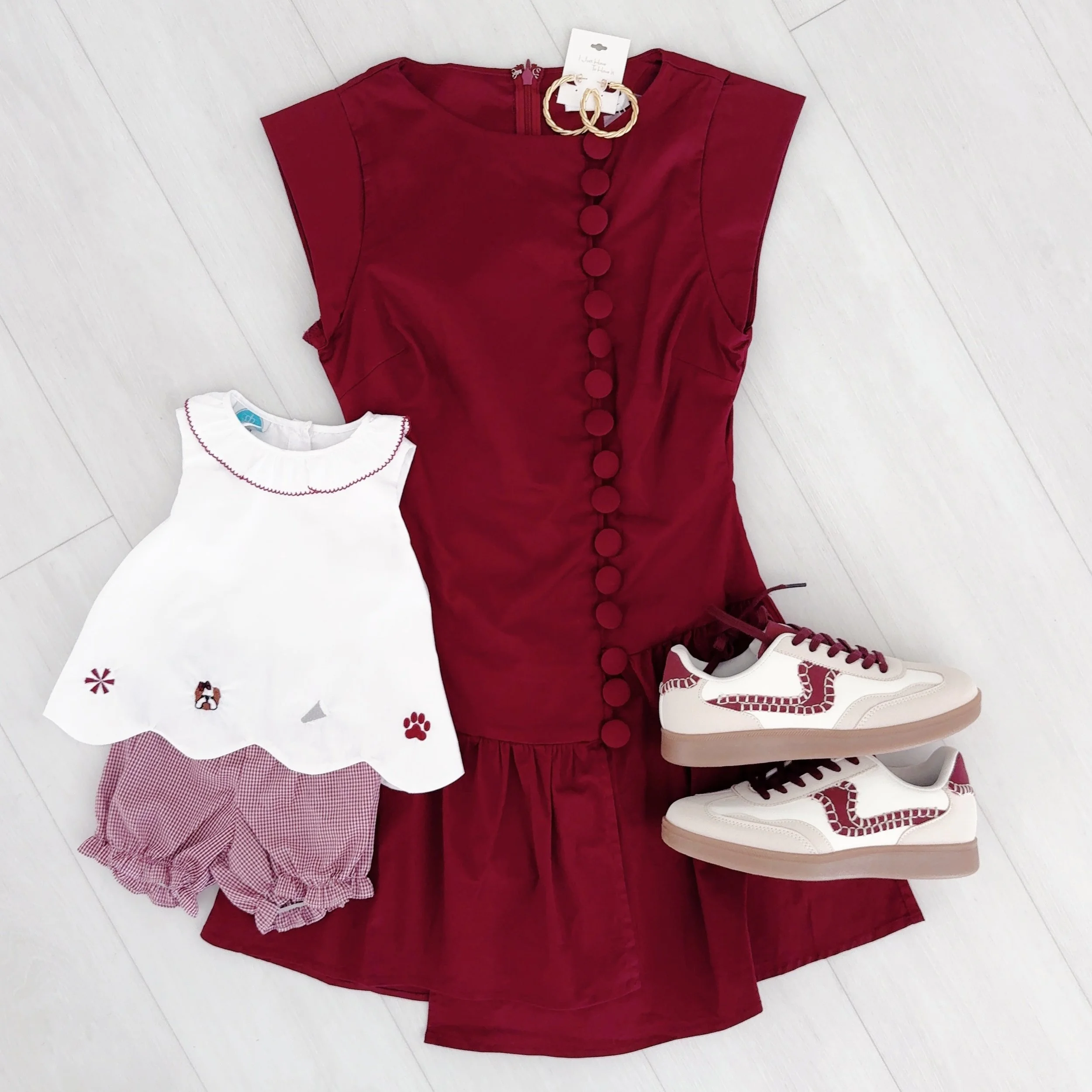 Our &ldquo;Lena&rdquo; dress goes perfect with this outfit from @littleson5th which is located inside our 📍@downtownmeridian location! 🐶🐾
