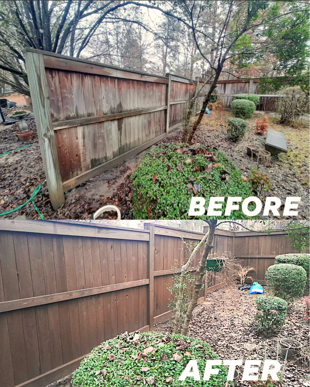 Fence Restoration Before and After