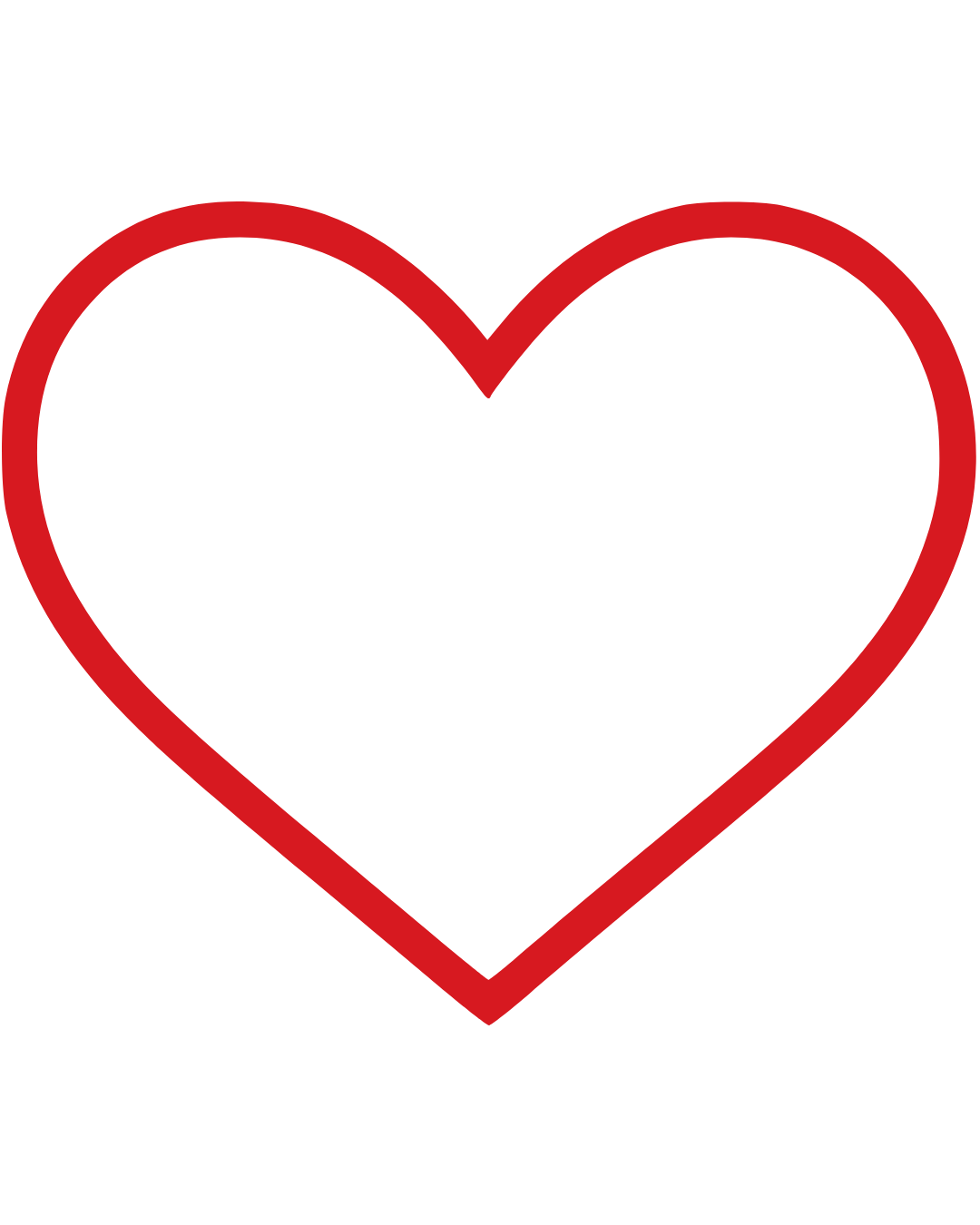 A black heart with a red outline on a black background.