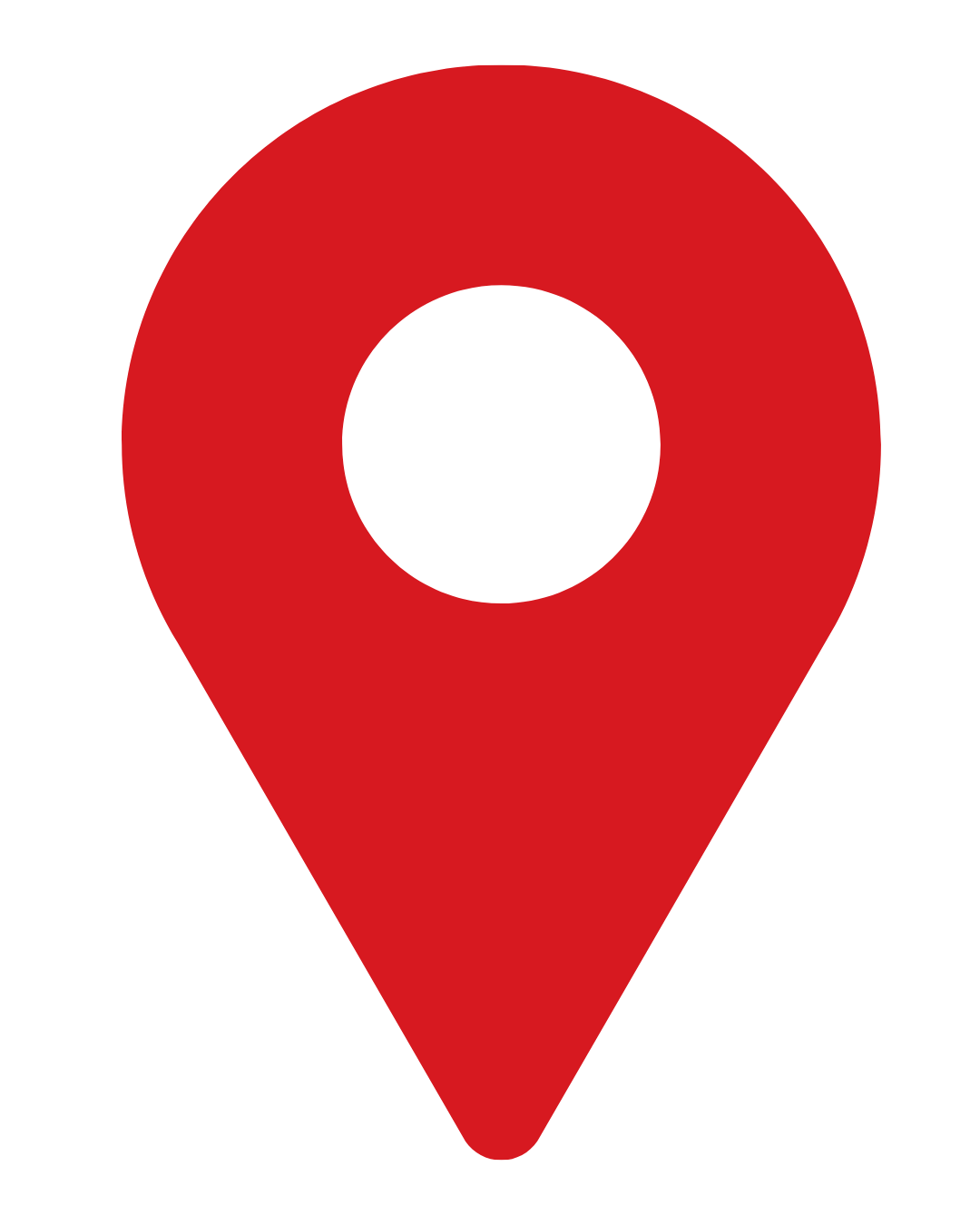 Red location pin icon with a black circle in the center.