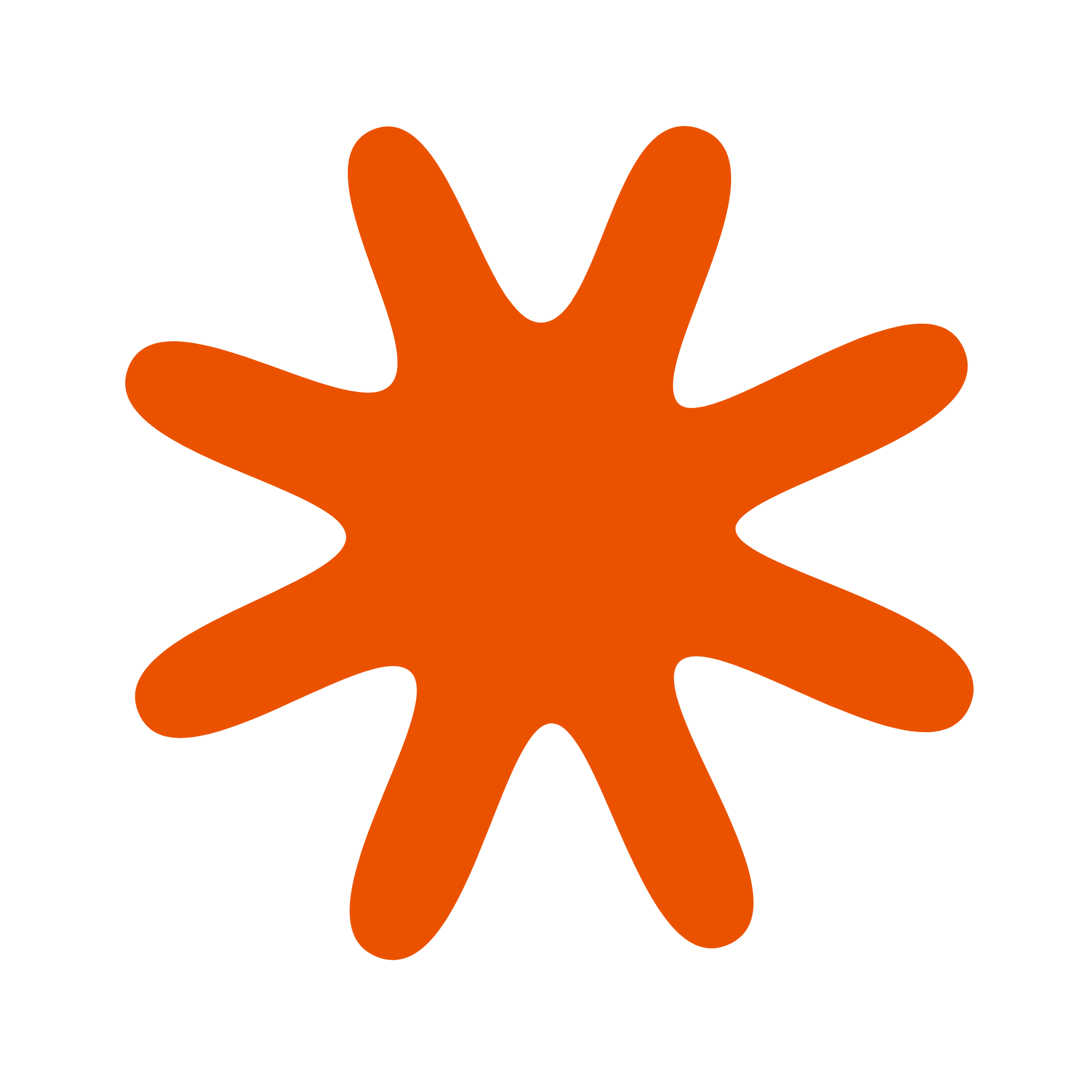 A stylized star icon in bright orange.