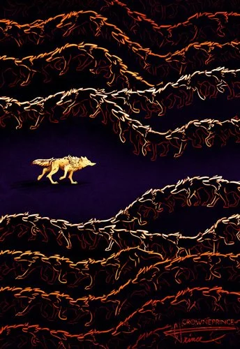 illustration of fox and repeated foxes