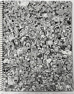 sketchbook filling with ink drawings of faces