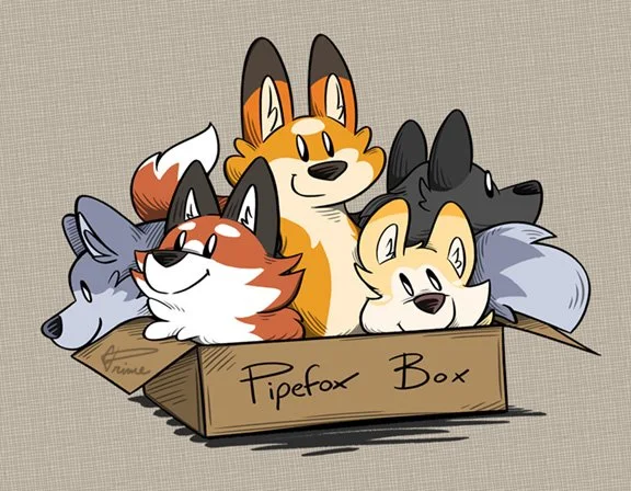 illustration of pipefoxes in a cardboard box
