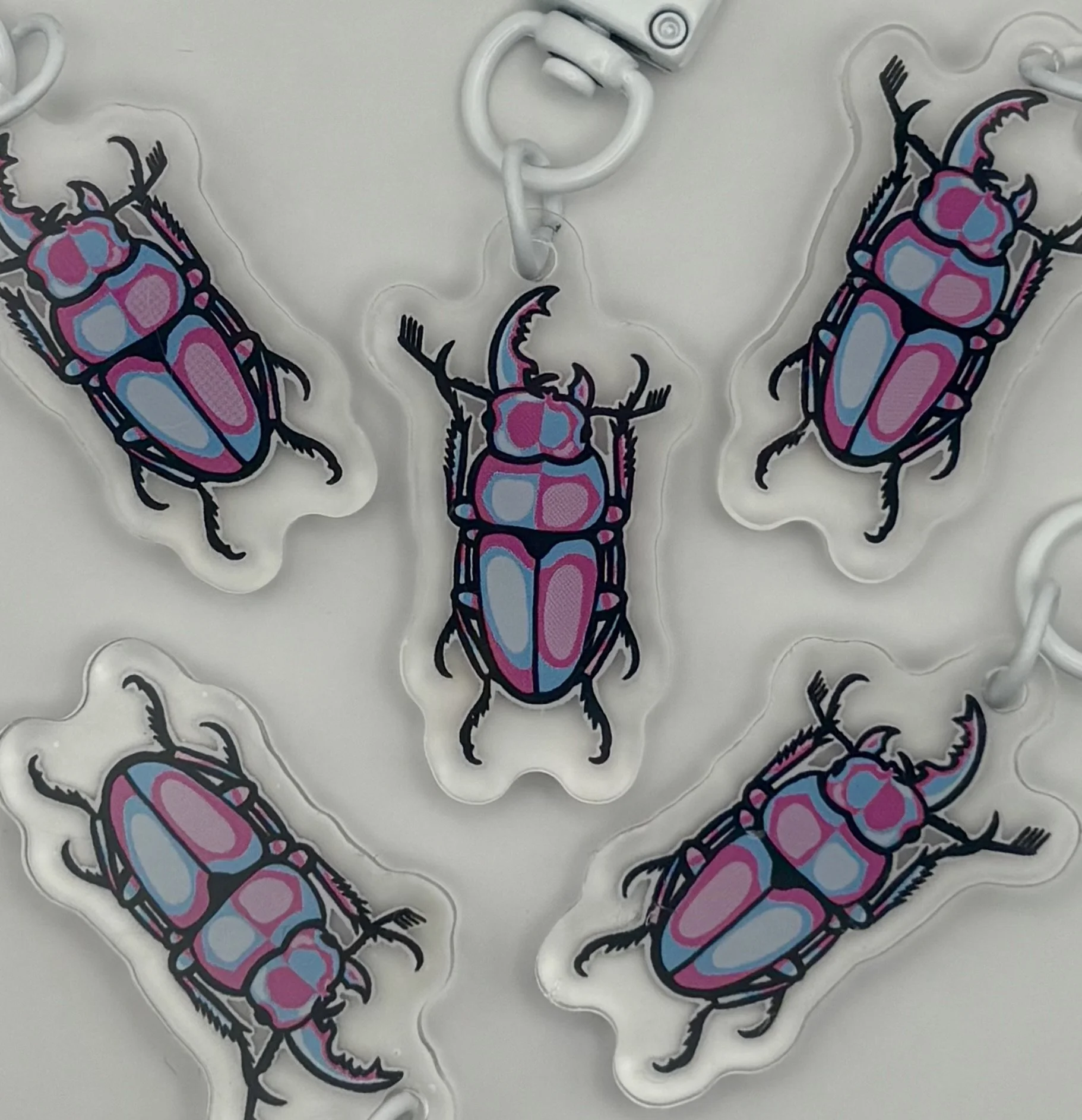 Transgender Beetle Pride Keychain
