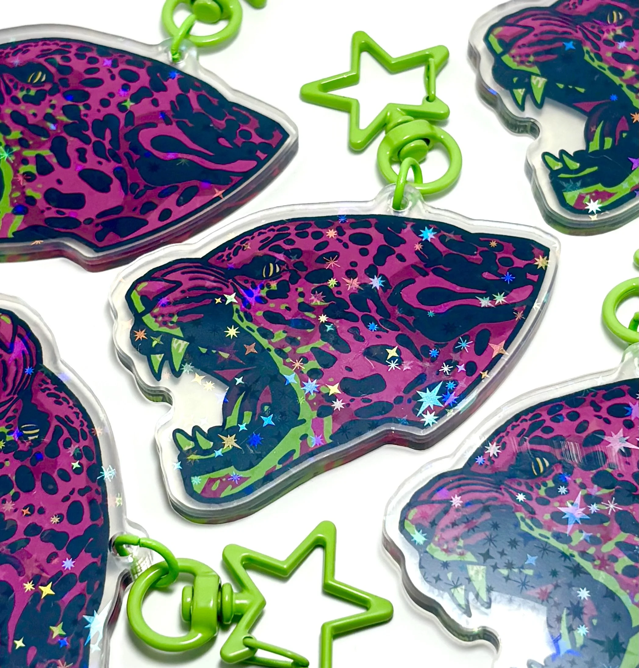 Pink Leopard Head Keychain