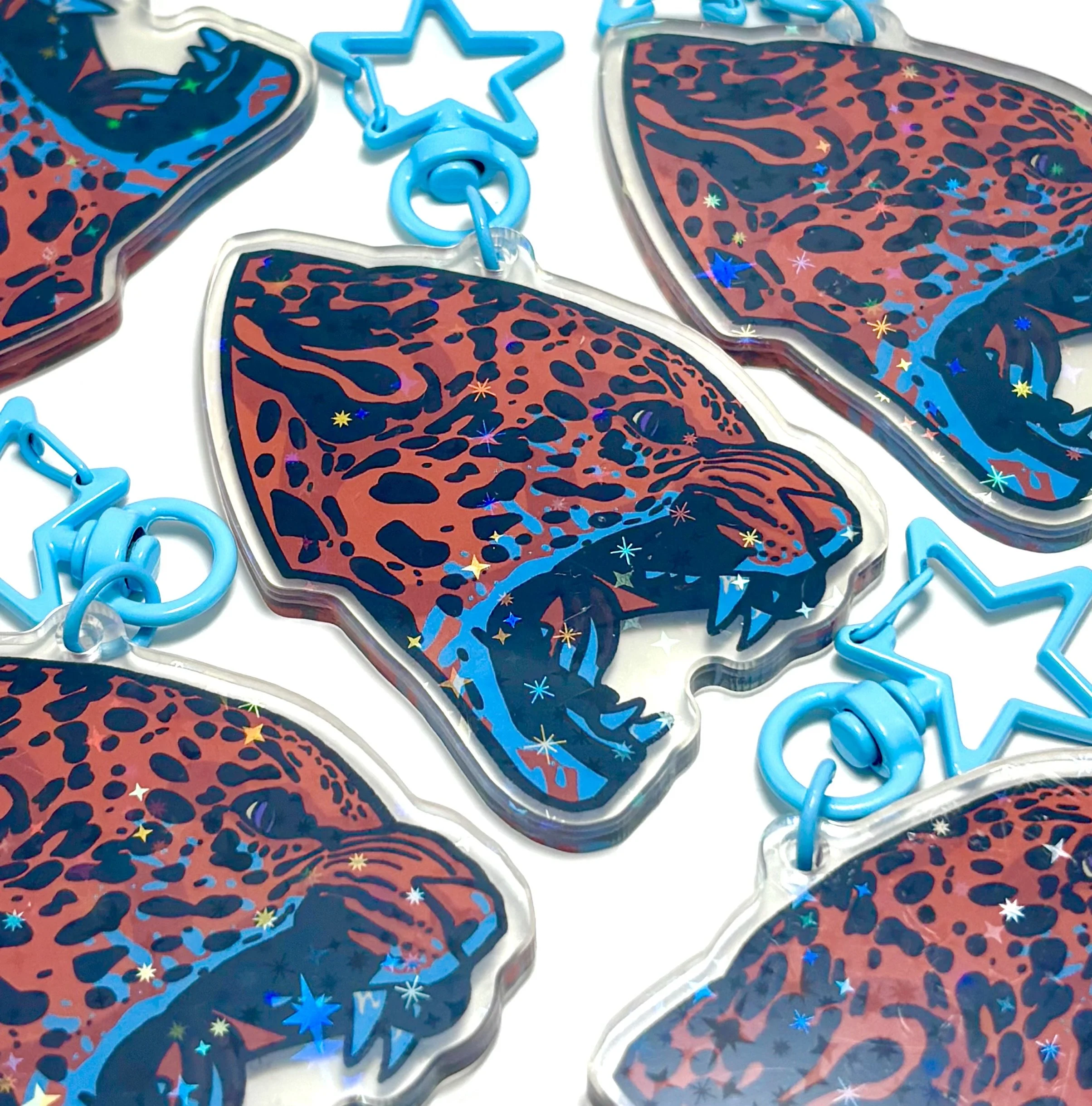 Orange Leopard Head Keychain