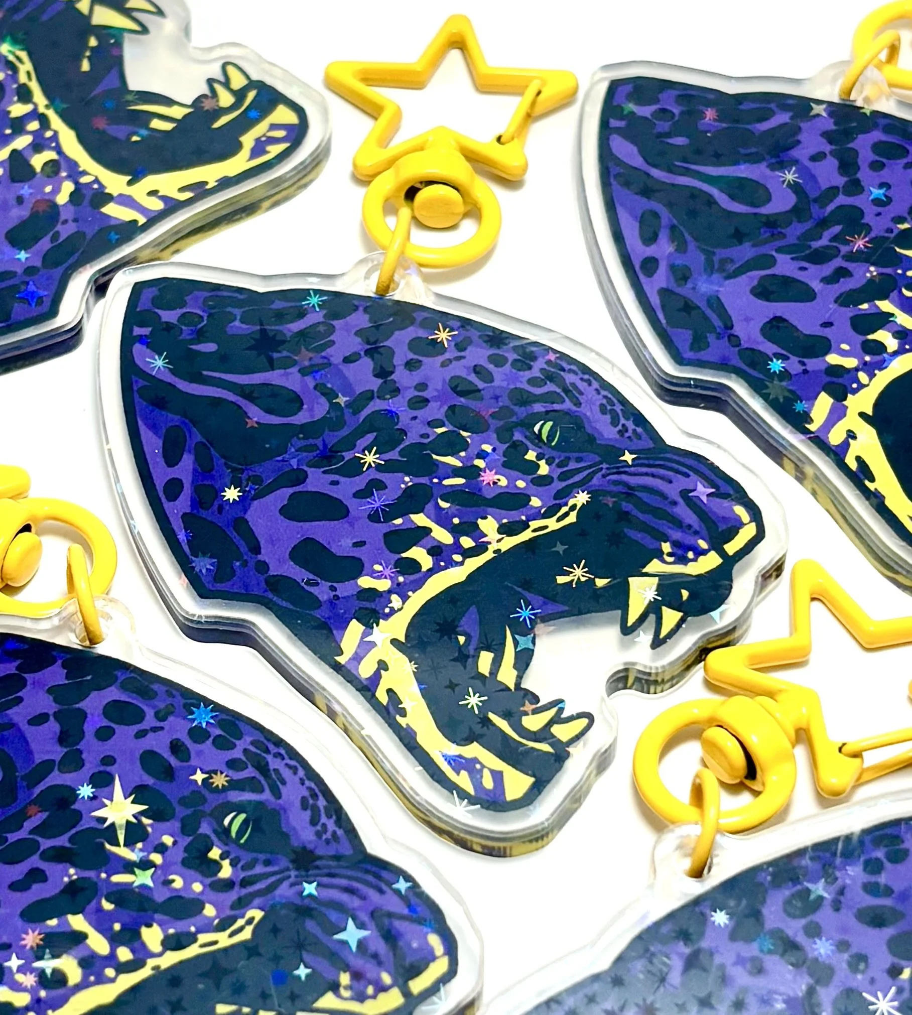 Purple Leopard Head Keychain