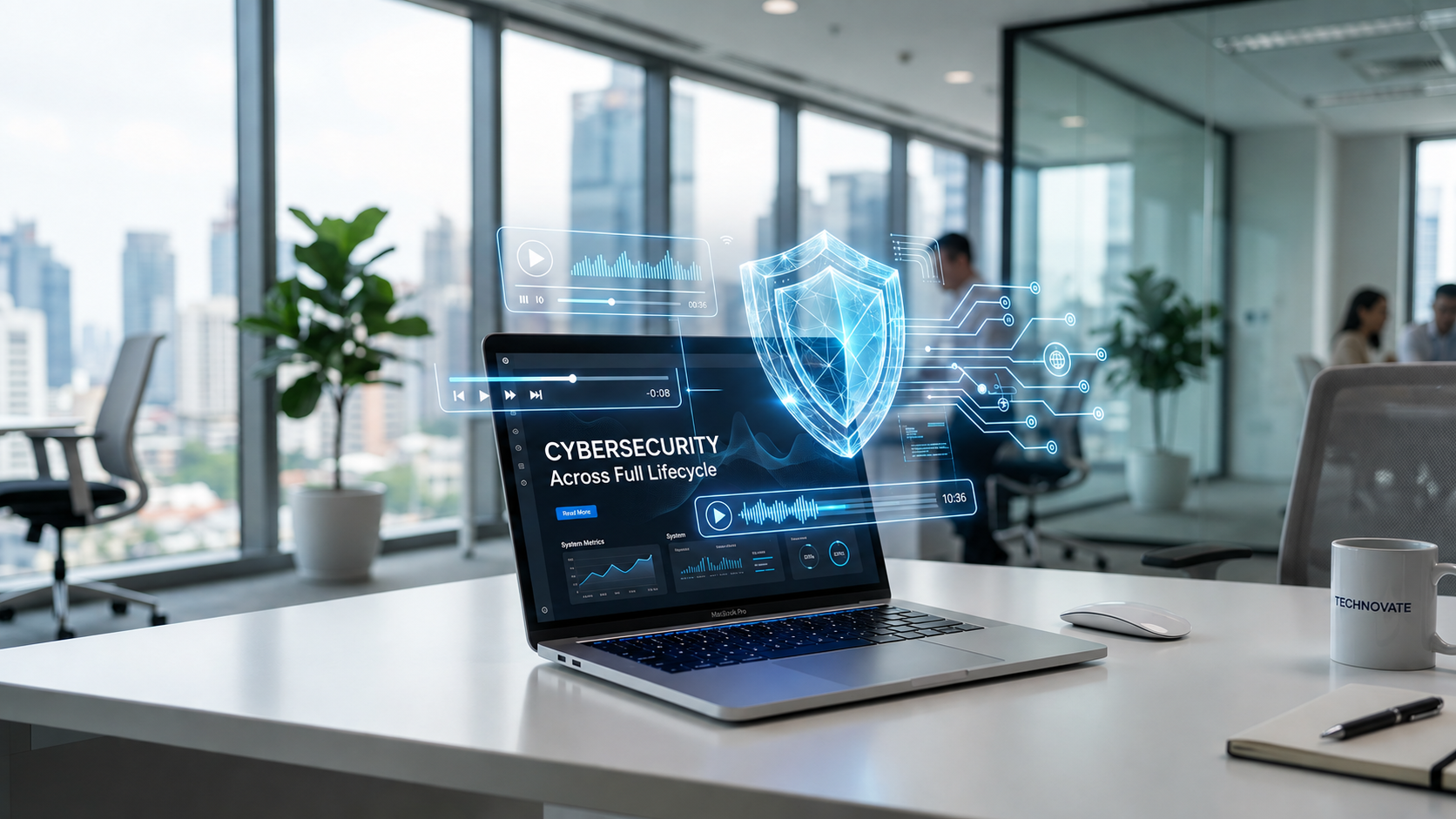 Futuristic Cybersecurity Workspace