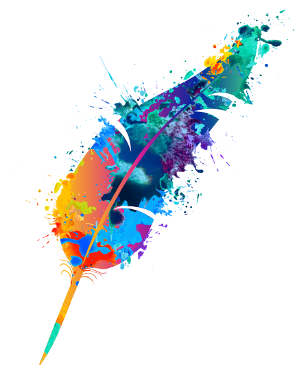 Rayo de color que atraviesa una mancha de acuarela en tonos vibrantes.