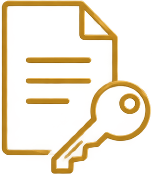 Icon of a document with a key, representing secure or protected file access.