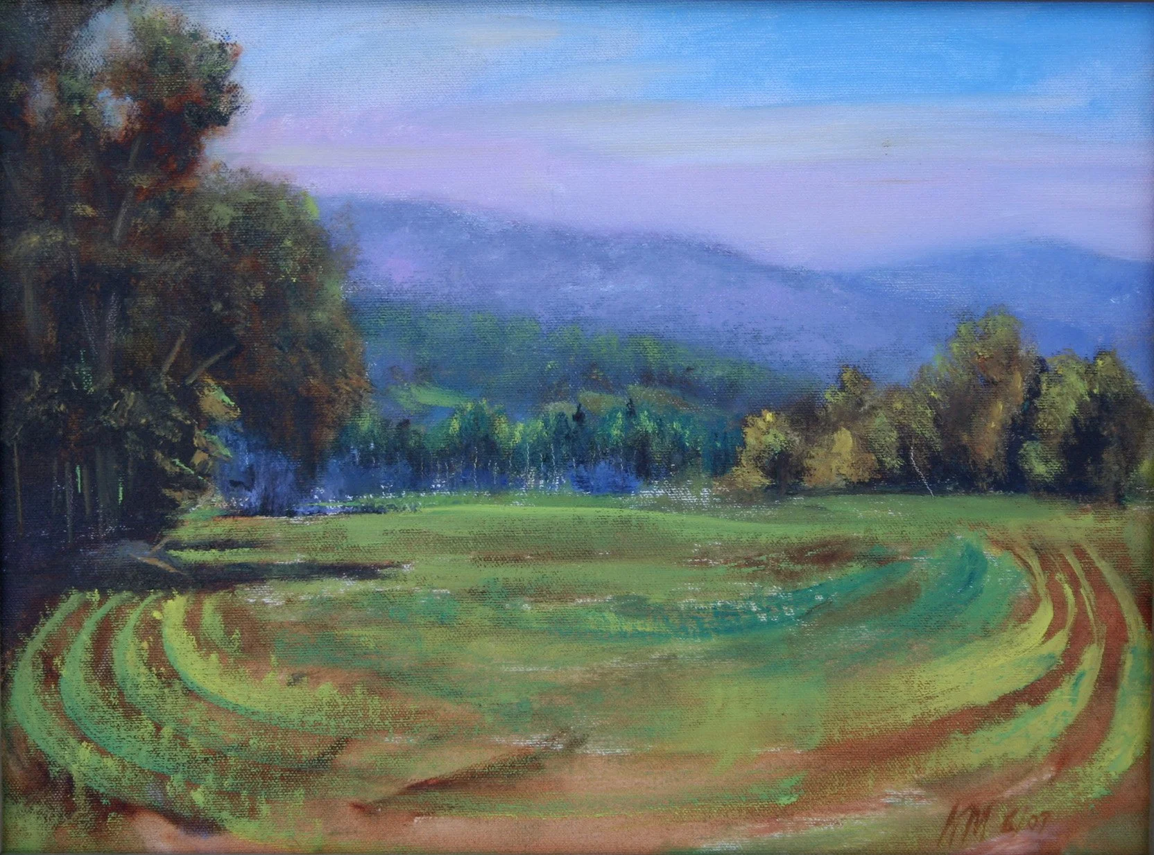 "Untitled", 12" x 16", Oil on Board. Plein Air of field in Waitsfield, VT.