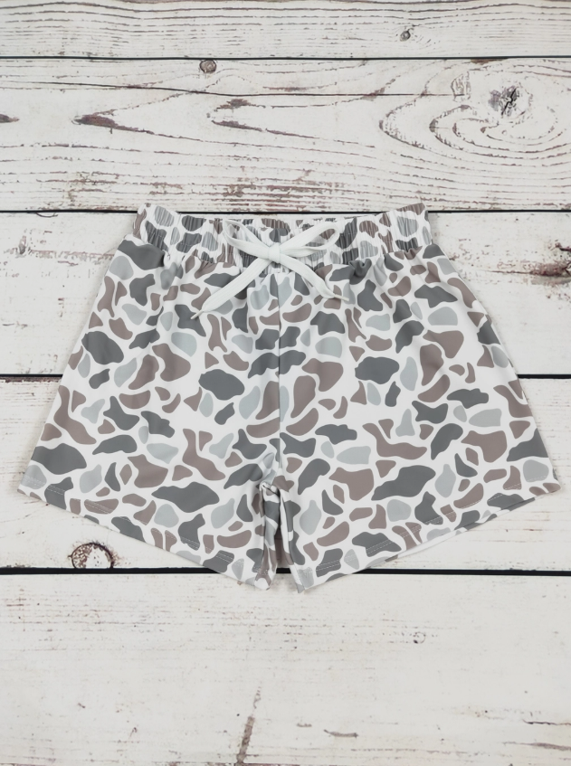 Boys Grey Camouflage Beach Swim Shorts (Pre-Order)