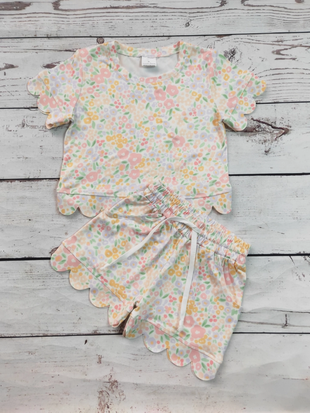 Girls Floral Scallop Shorts Set (Pre-Order)