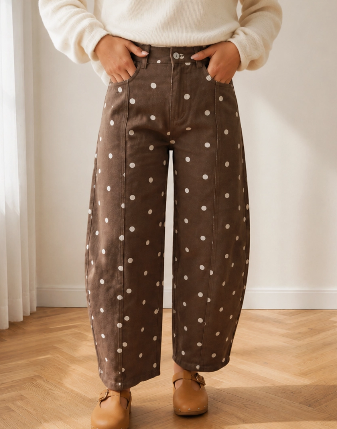 Dallas Polka Dot Barrel Jeans | High Rise Denim (Pre-Order)