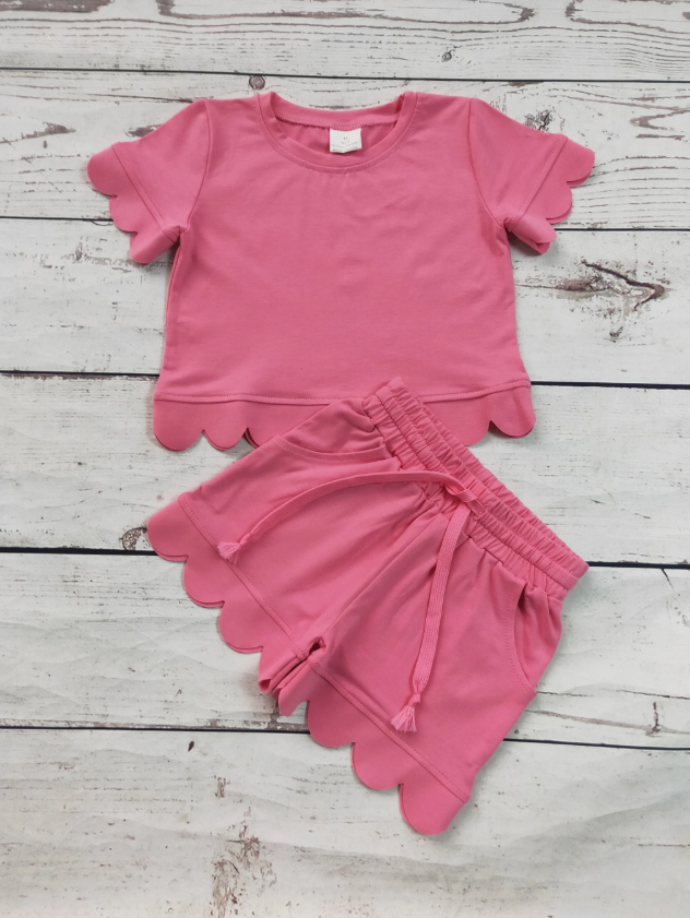 Girls Cotton Scallop Shorts Set (Pre-Order)