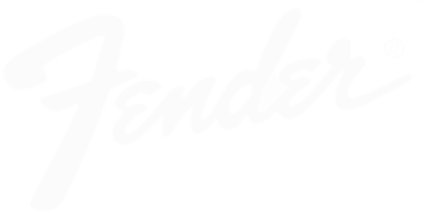 Fender logo in white script font
