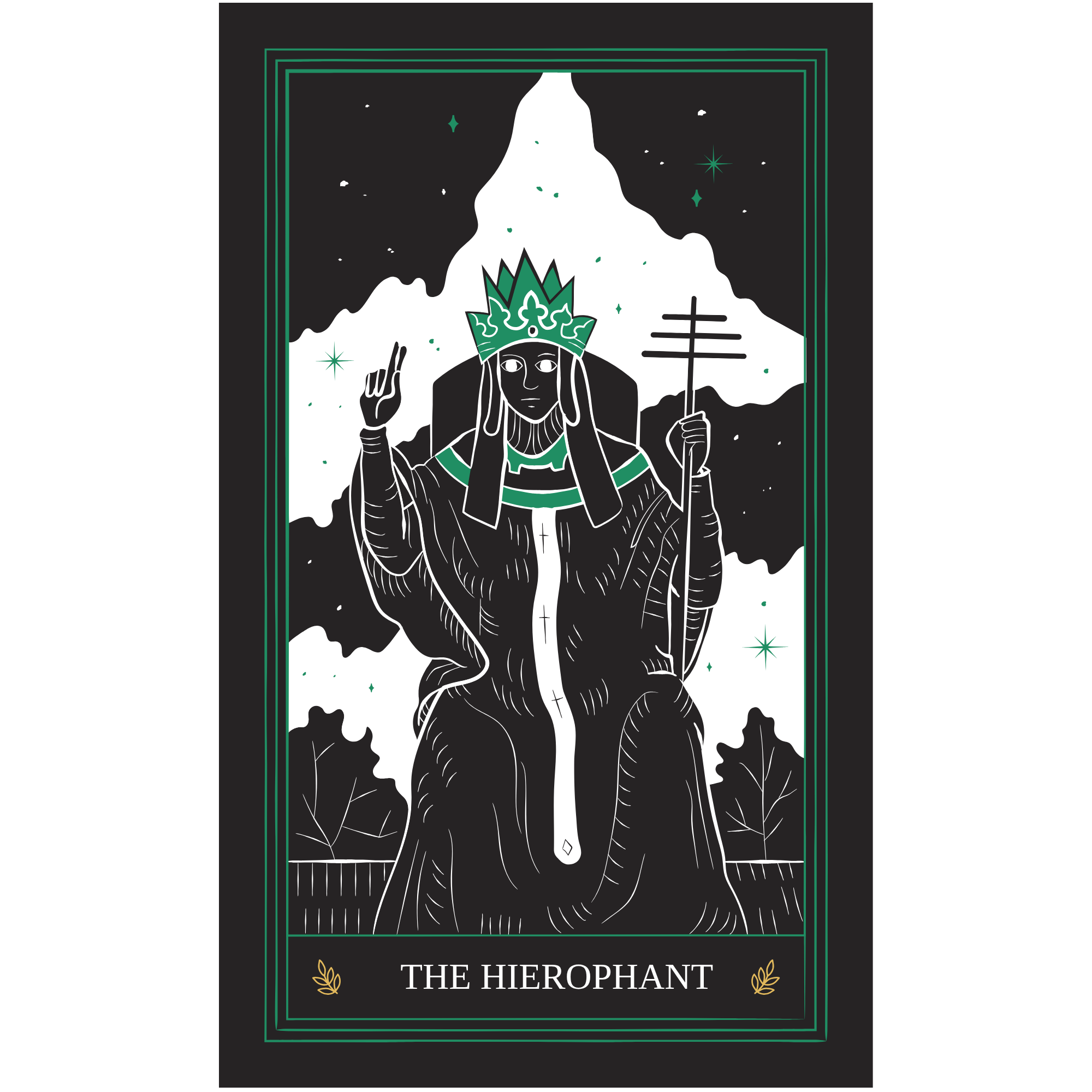 The Hierophant tarot card illustration, Hunter Behavior Consulting BCBA supervision branding