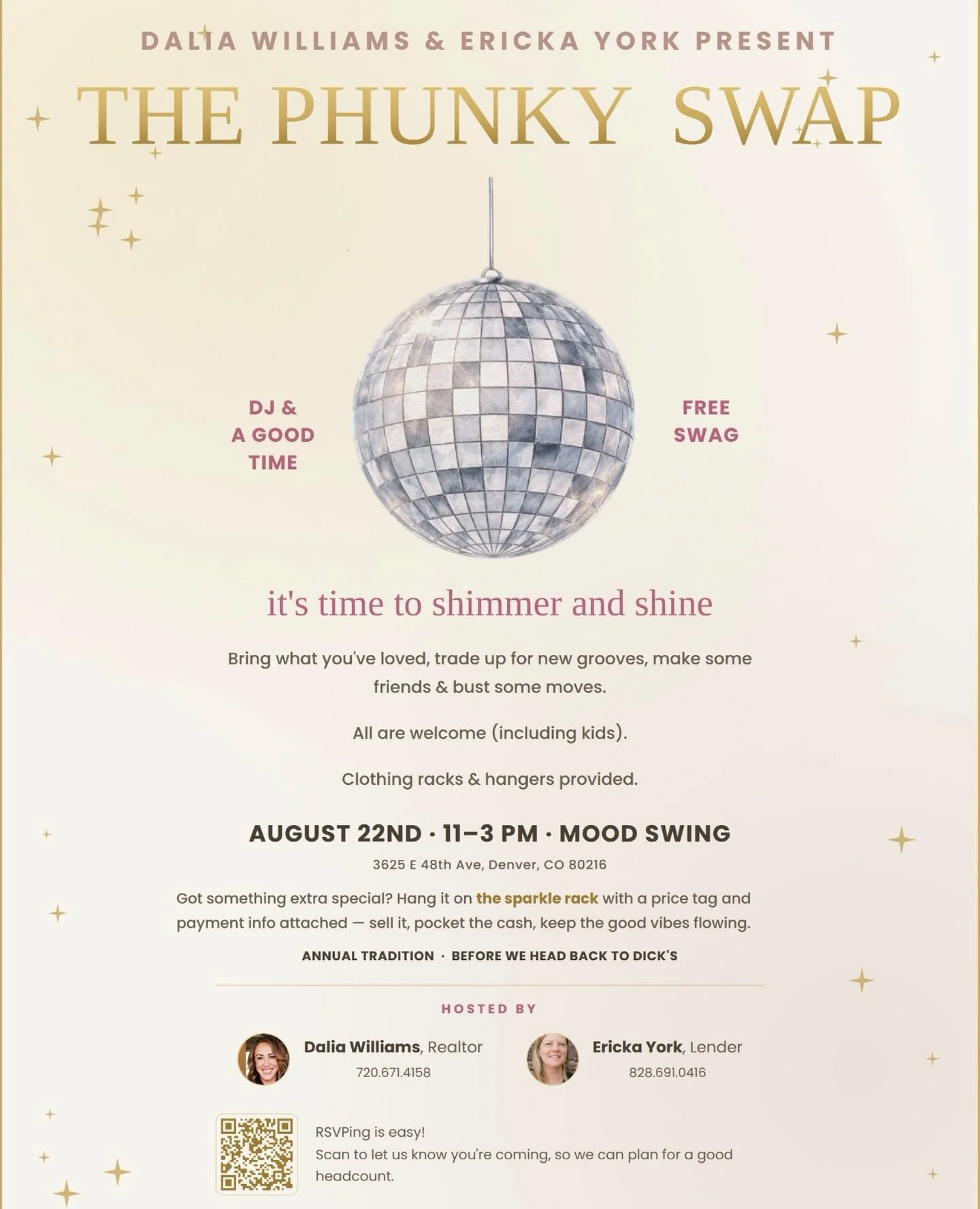 ✨ THE PHUNKY SWAP IS HERE ✨

Mark your calendars, Denver: August 22nd, 11am&ndash;3pm at Mood Swing, we&rsquo;re throwing our first annual disco clothing swap right before we close out Phish&rsquo;s Summer Tour at Dick&rsquo;s. 🪩

Here&rsquo;s how i