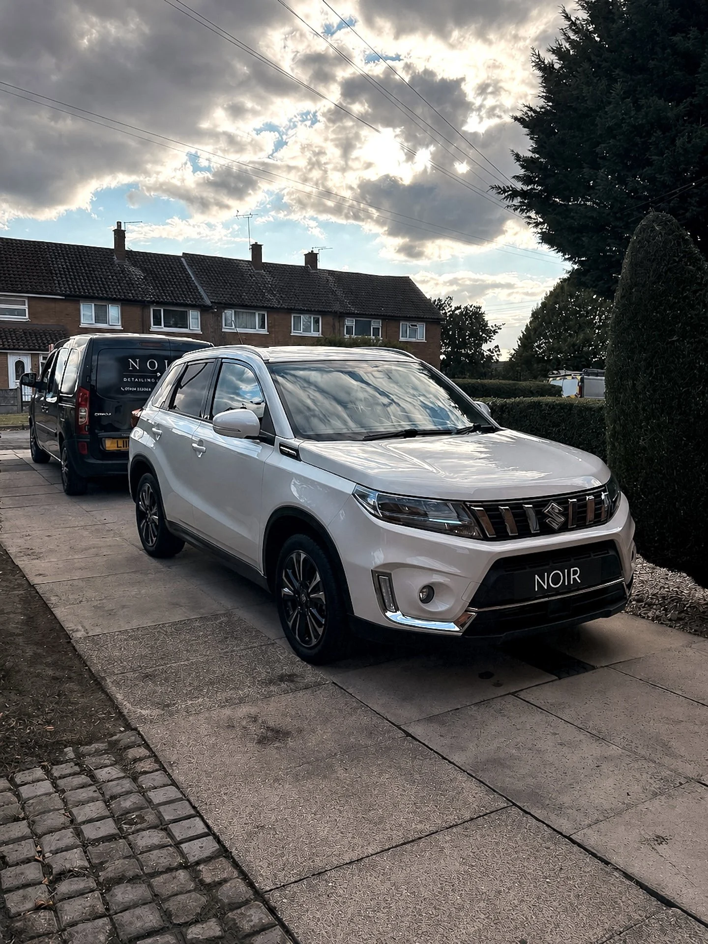 White Suzuki SUV after a mobile car valet in Cheshire