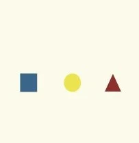 Three geometric shapes: a blue square, a yellow circle, and a red triangle on a light background.