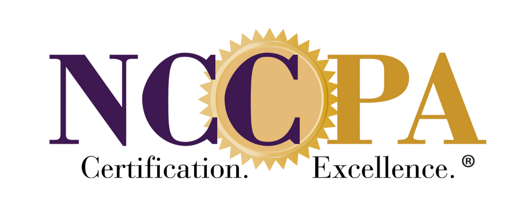 NIC Certification Excellence logo with purple and gold text and a sunburst design.