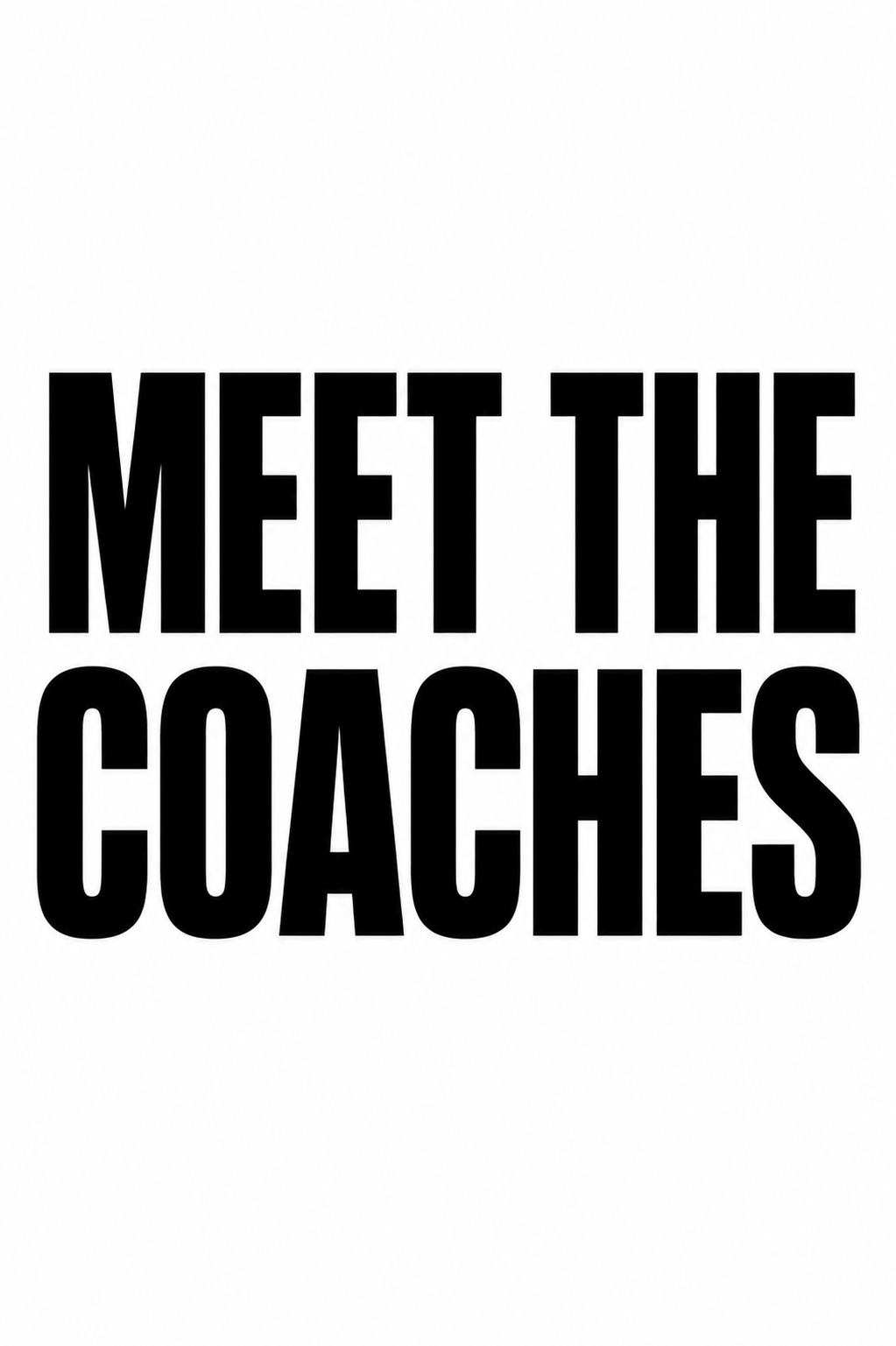 Bold black text on a white background that reads "Meet the Coaches".