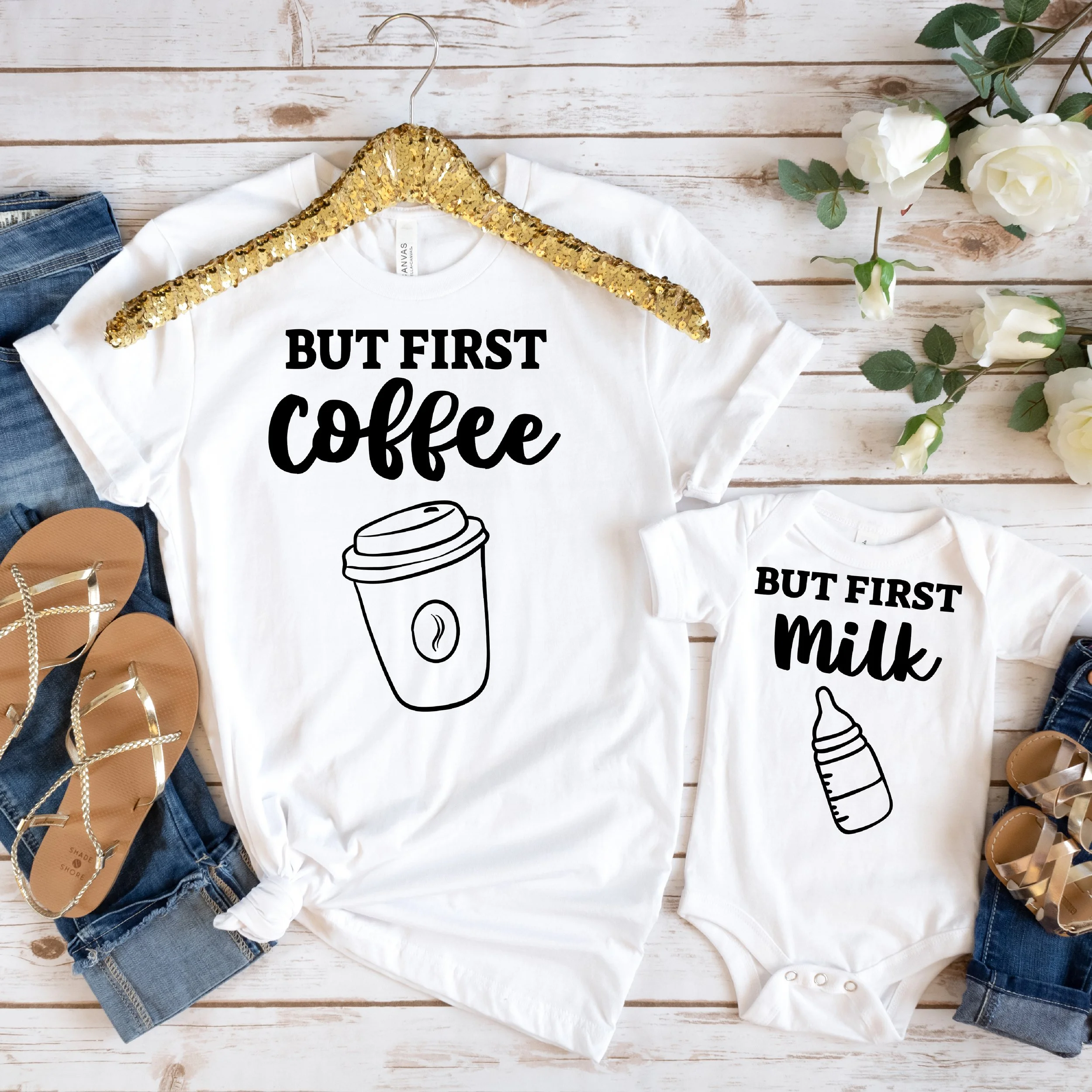 Camisetas duo But First Coffee / But First Milk