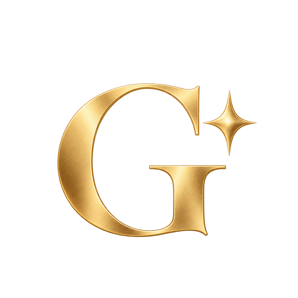 Letra G dorada con una estrella brillante adjunta.