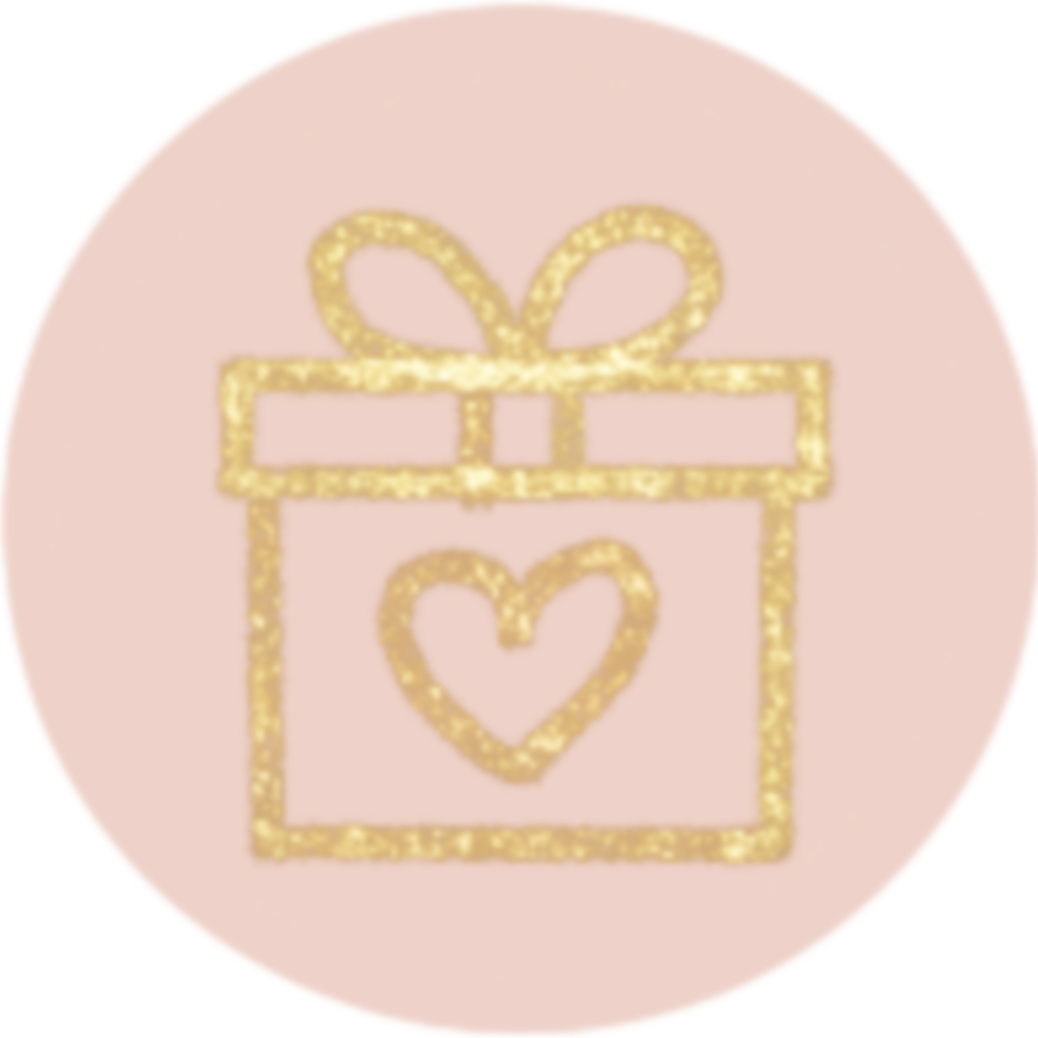 Tarjeta de regalo con un lazo dorado, fondo de color rosa y detalles en dorado.