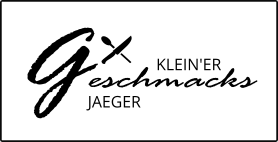 Logo mit Text 'KLEIN'ER Geschmack JAAGER' in Schwarz auf Weiß