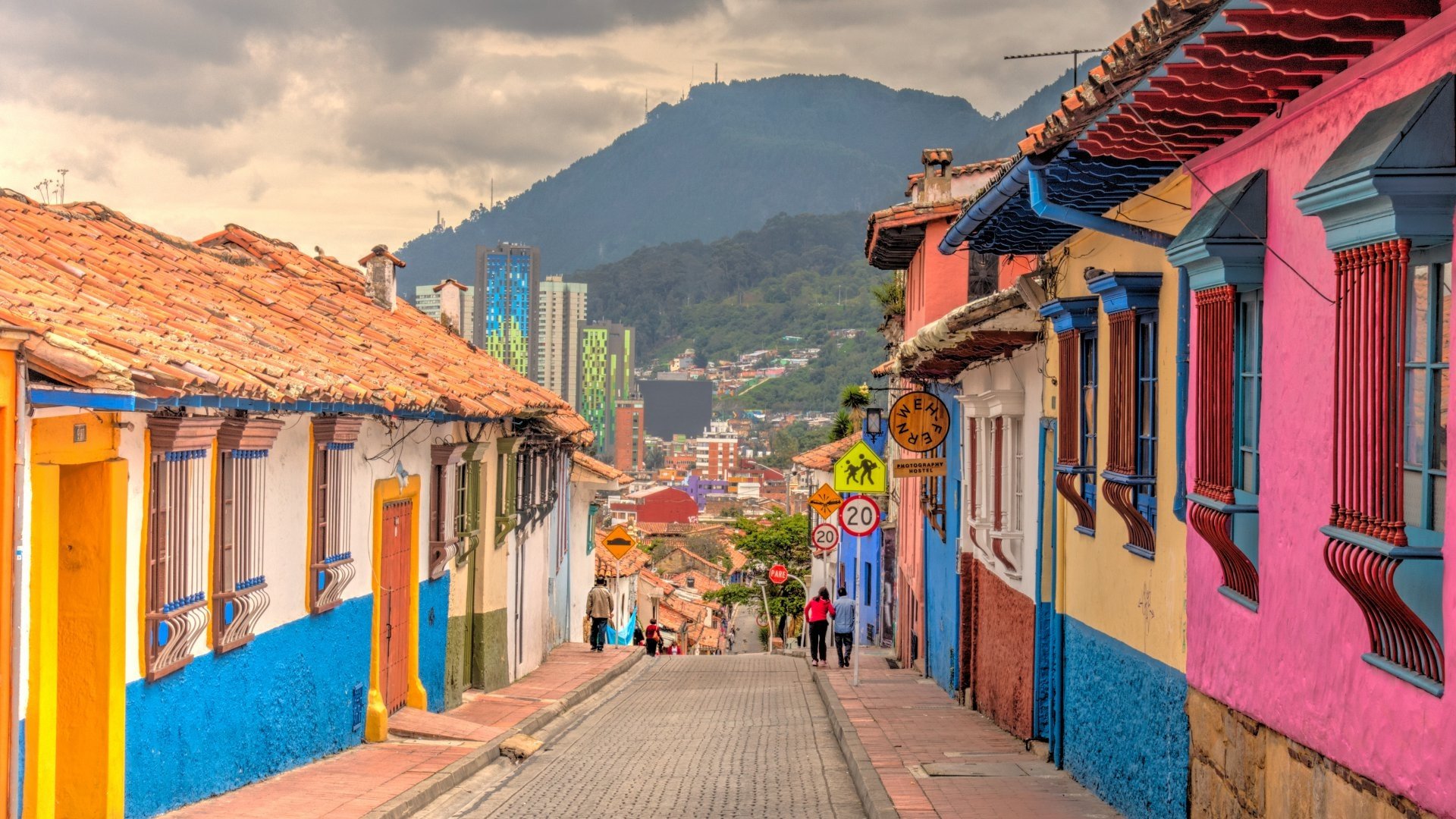 Colorful historic street in Bogotá, Colombia