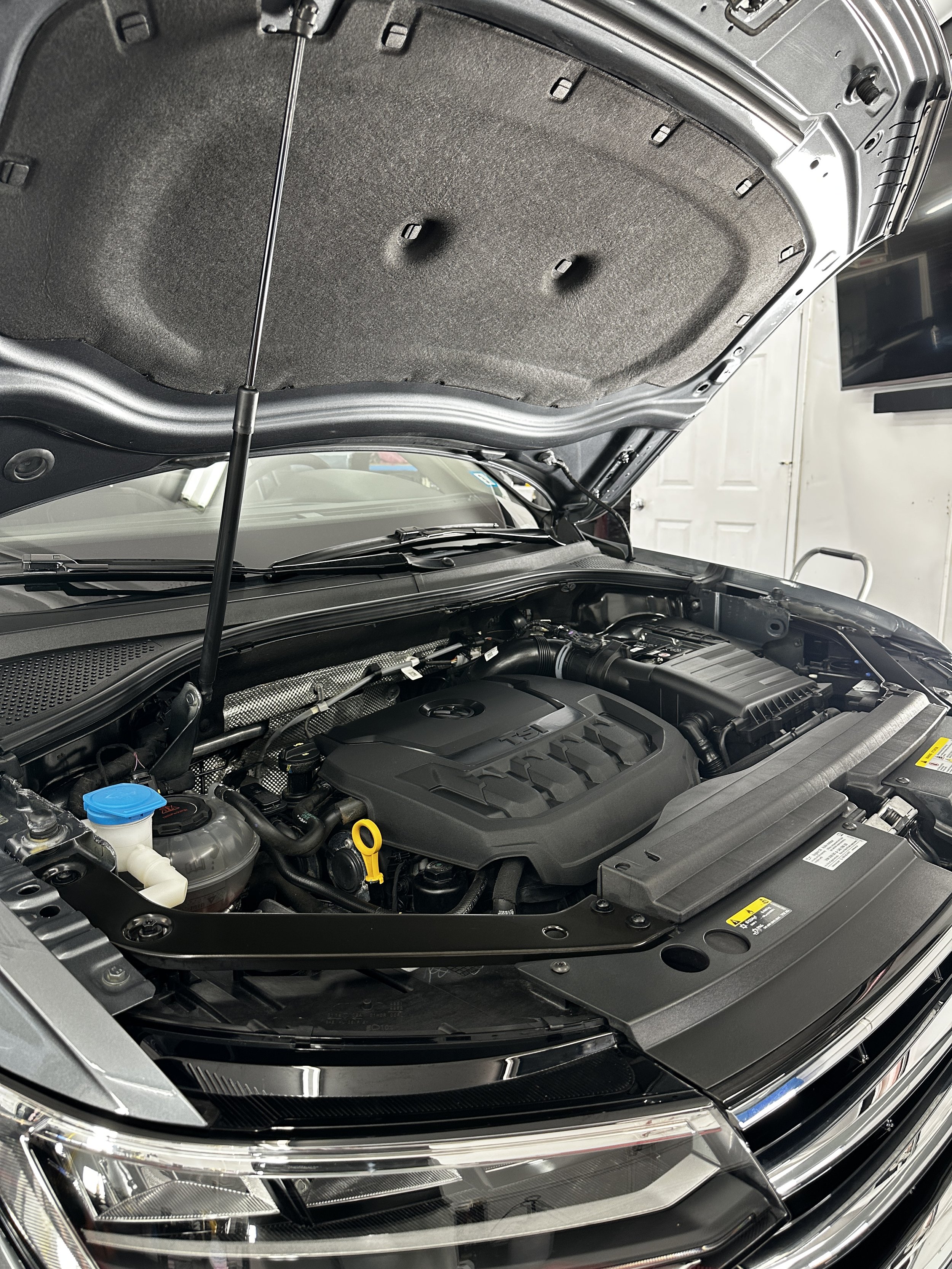 Engine bay after an engine bay cleaning add-on