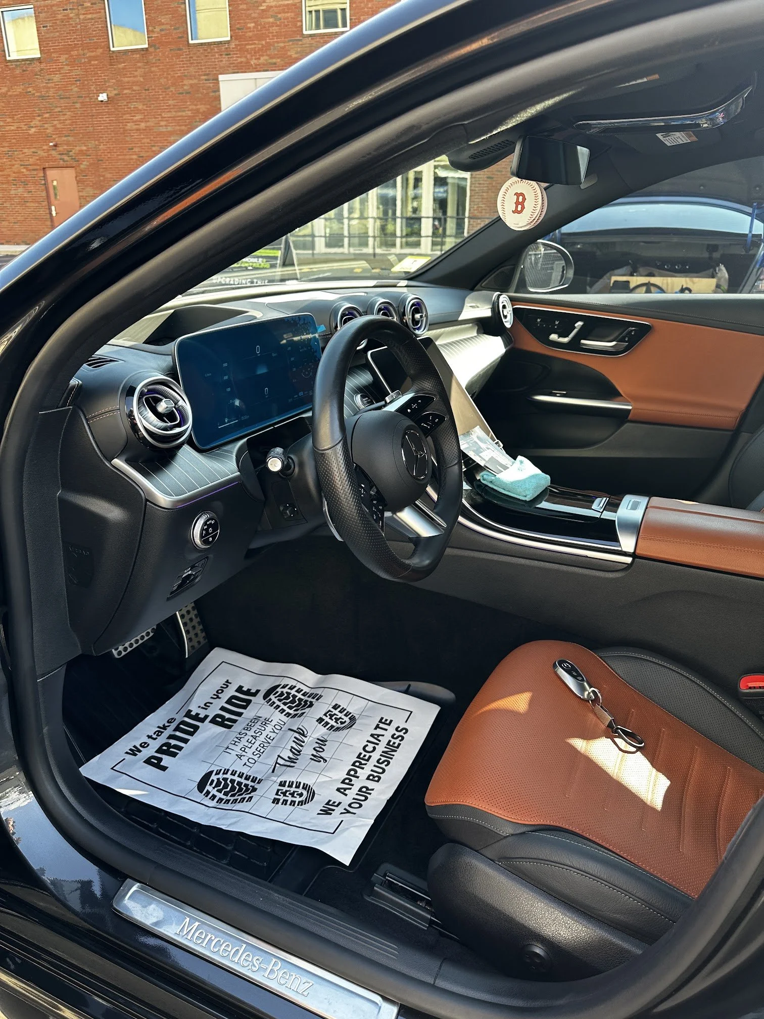 Mercedes-Benz interior with conditioned brown leather after a Cabin Refresh Deluxe