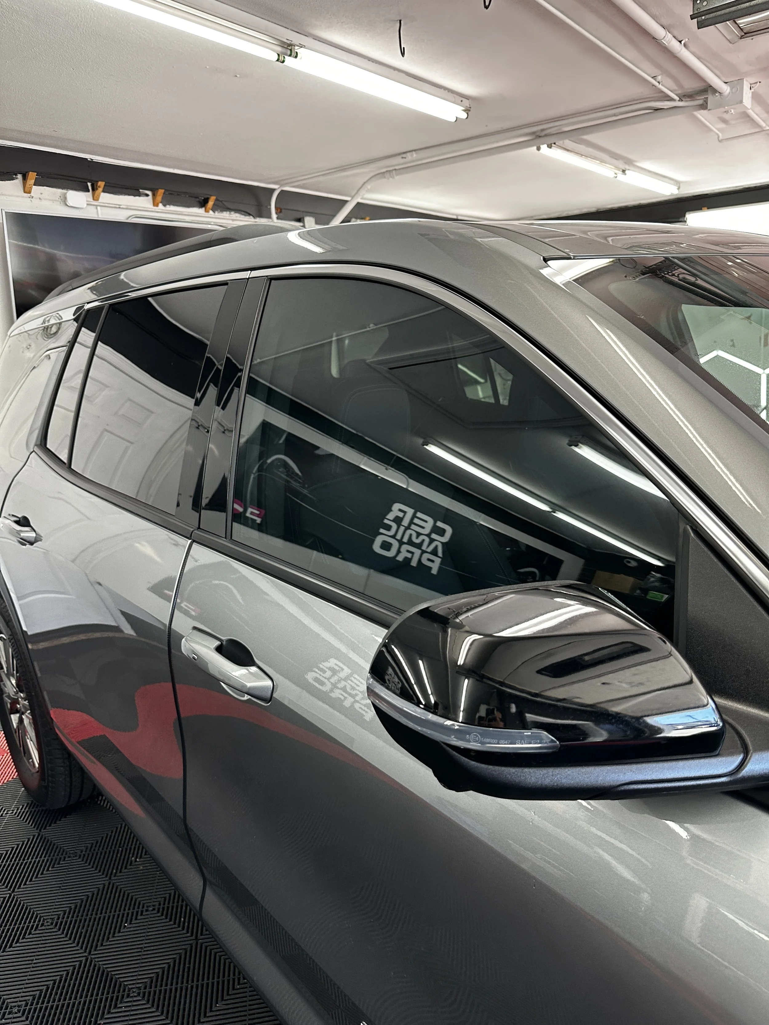Silver car with freshly tinted windows at Show Form Studio