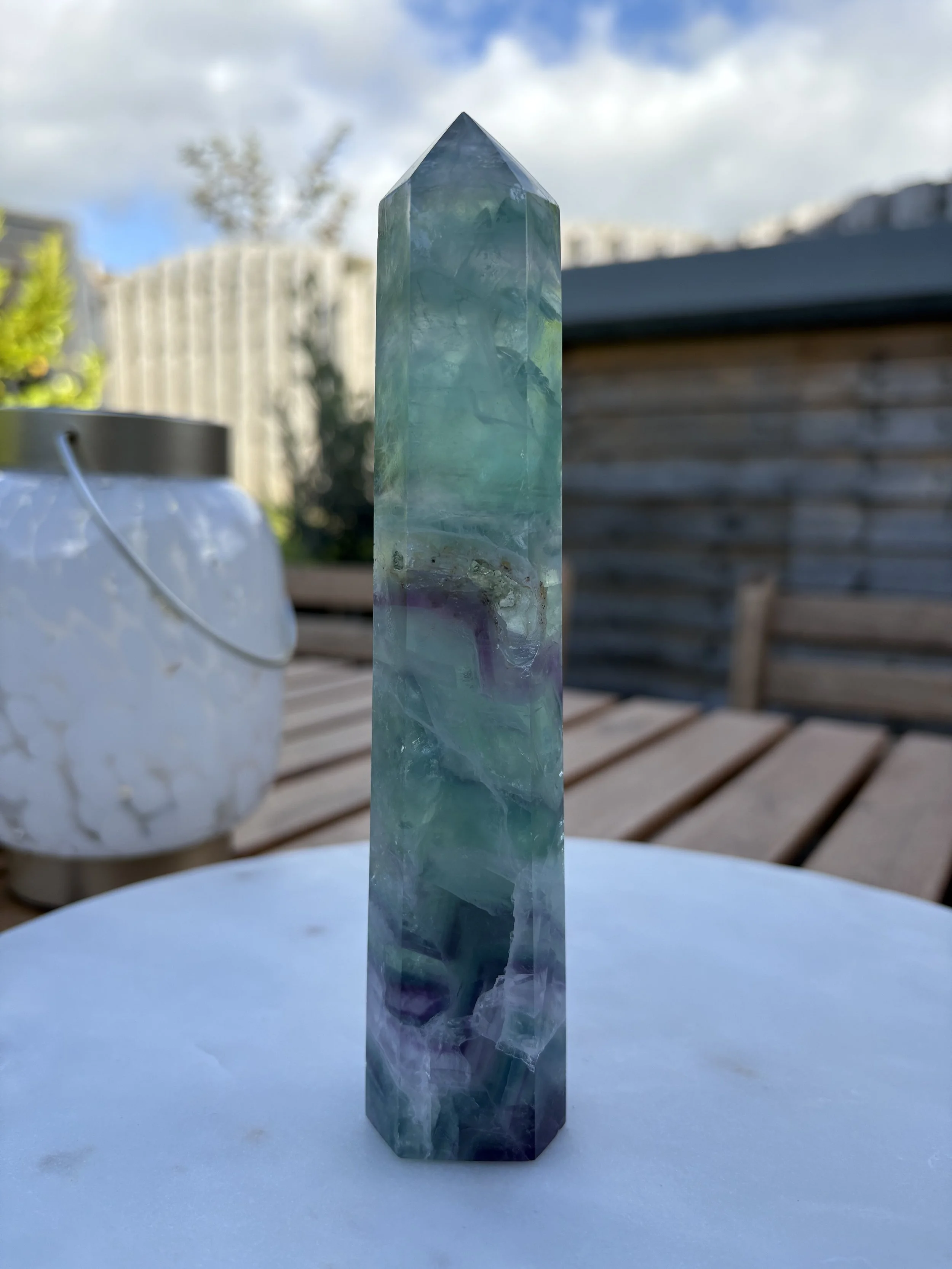 Rainbow Fluorite Tower with Druzy Pocket