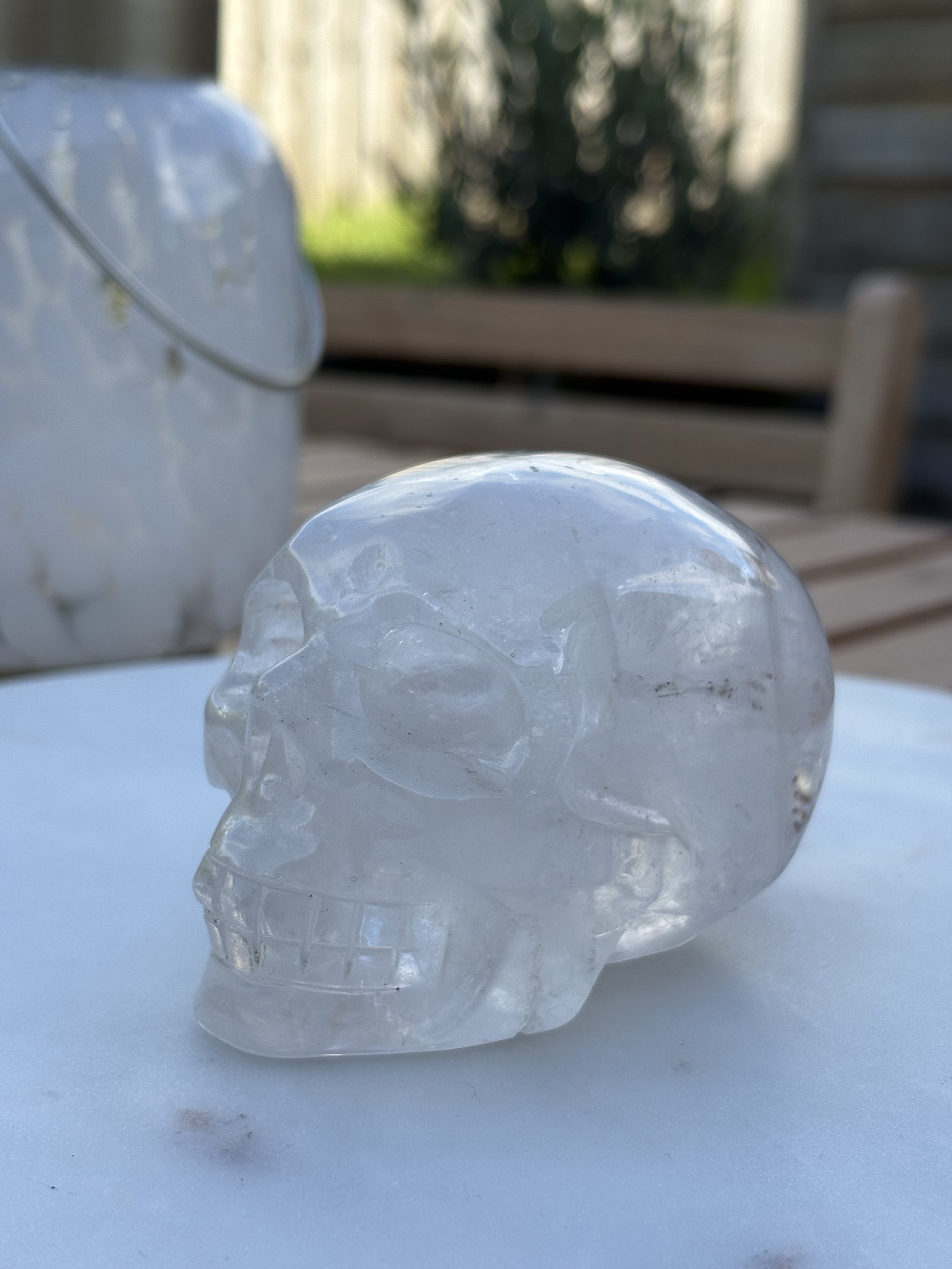 Quartz Skull with Hematite Inclusions & Rainbows