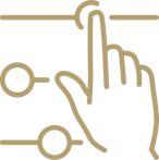 Un diagramme avec une main qui pointe vers un cercle, connectée à d'autres cercles par des lignes.