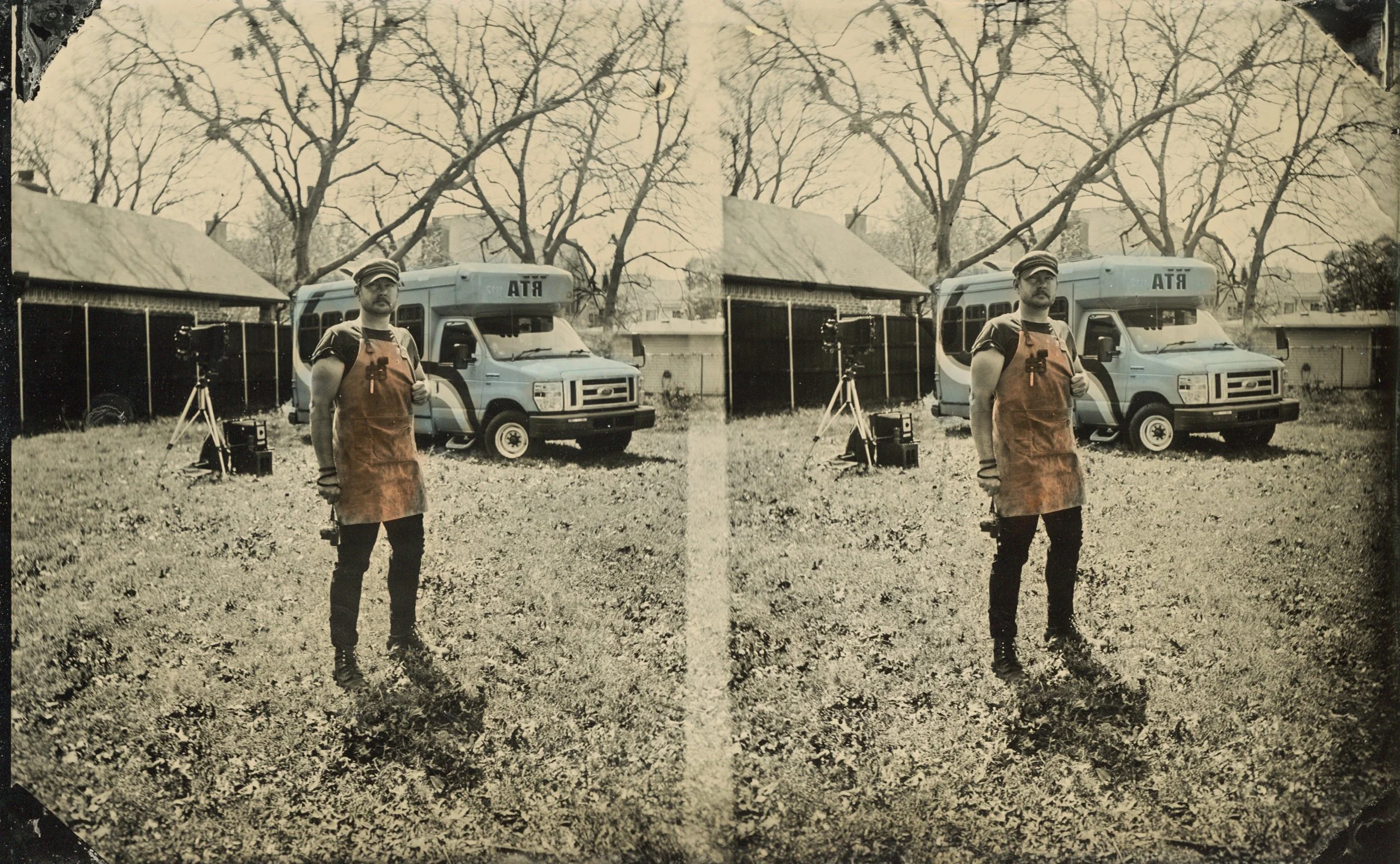 5 x 8 in. wet collodion stereo aluminotype hand-colored with soft pastels, 2022