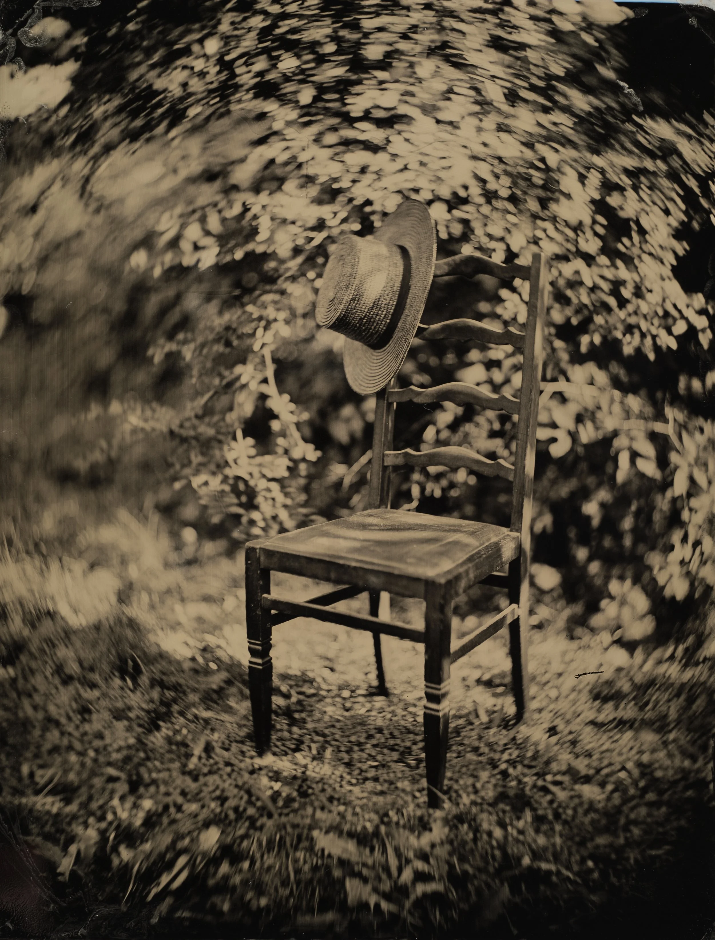 Test shot series, whole plate (6.5 x 8.5 in.) wet collodion aluminotype, 2022