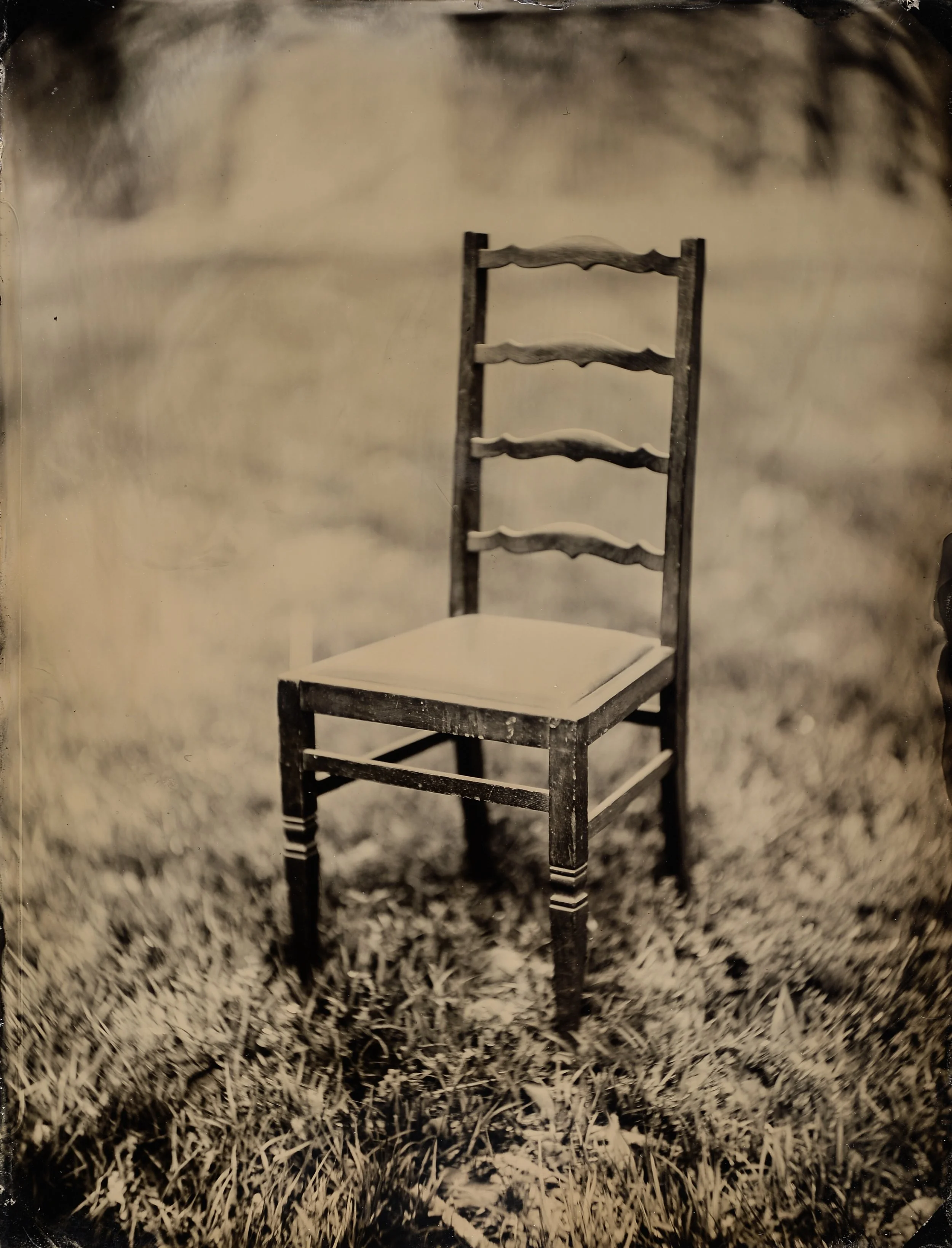 Test shot series, whole plate (6.5 x 8.5 in.) wet collodion aluminotype, 2022