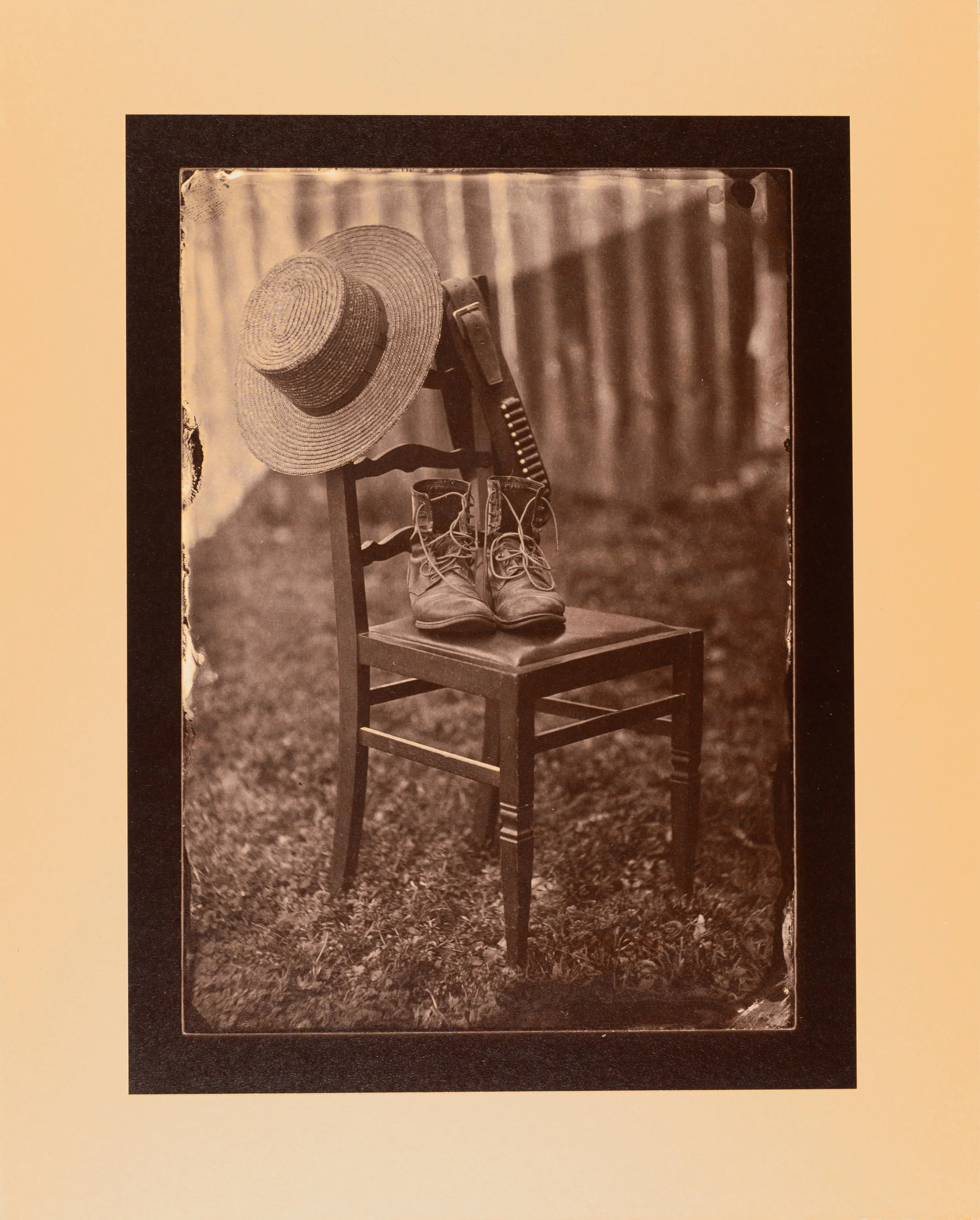 Test shot series, 6.5 x 8.5 in. albumen print from 5 x 7 in. wet collodion glass negative mounted to 8 x 10 in. board, 2024