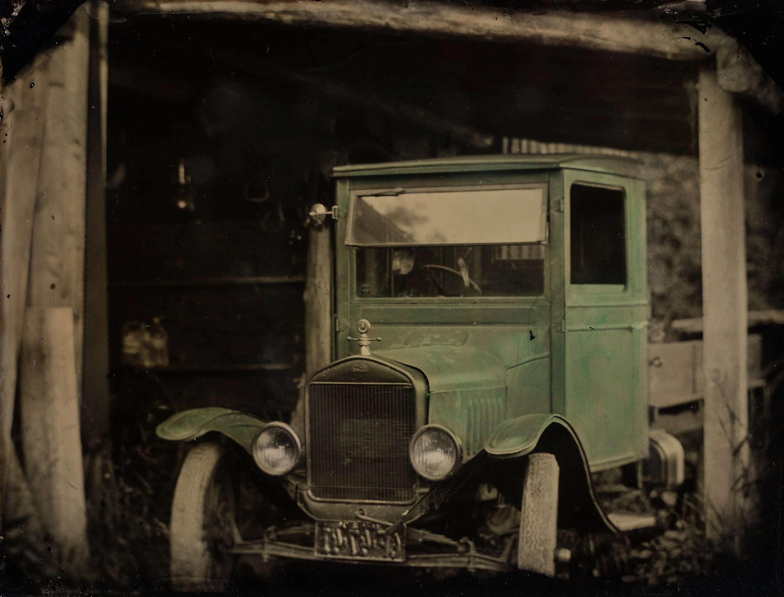 Quarter plate (3.25 x 4.25 in.) wet collodion aluminotype hand-colored with soft pastels, 2018