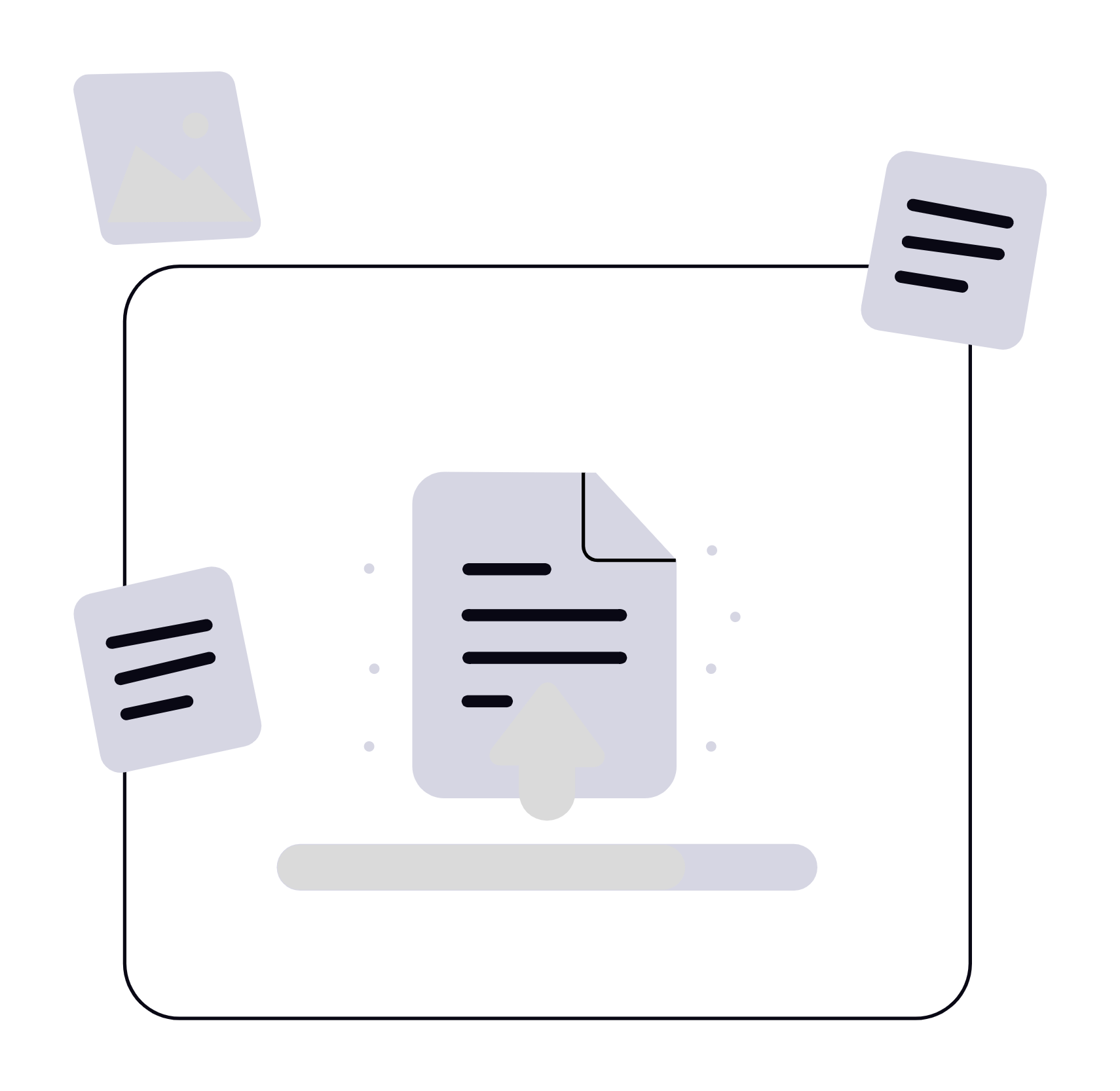 Illustration of a laptop with documents and a download icon, representing document management or digital file sharing.