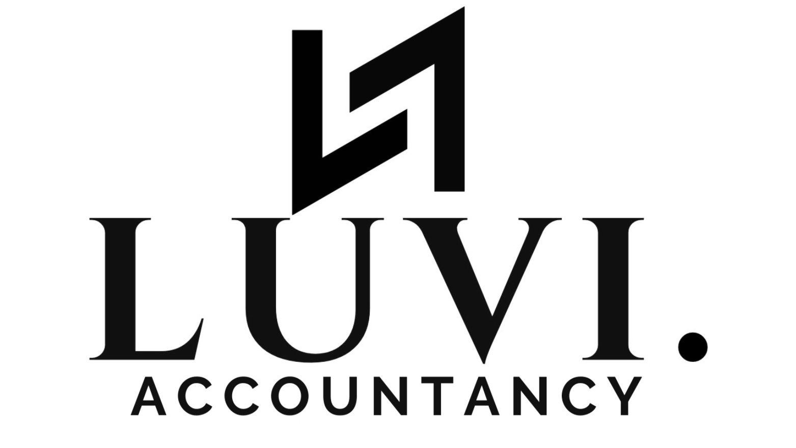 Logo for LUV. Accountancy with stylized initials L and V above the word 'LUV' and 'Accountancy' written below.