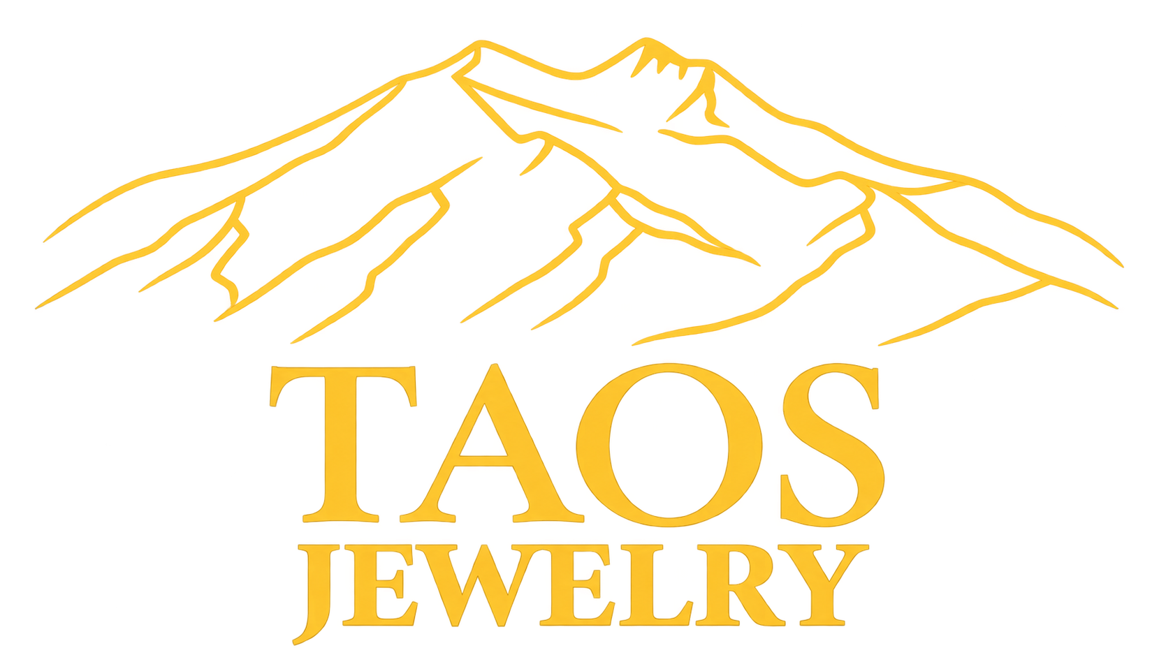 Logo of Tacos Jewelry with a mountain illustration above the text.