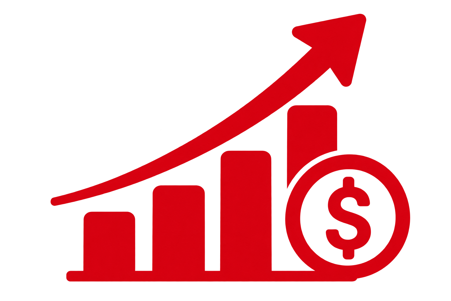 A red upward arrow graph indicating growth or increase.